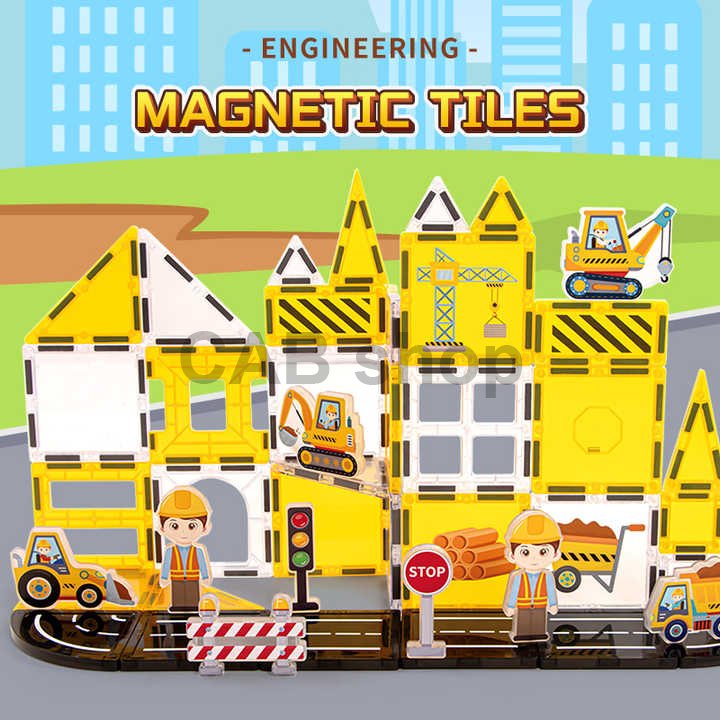 Magnetic building set Engineering 31pcs - Magnetic Tiles