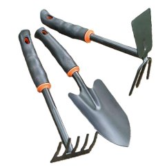 Sada zahradního nářadí 3 ks – lopatka, hrábě, motyka (31 cm)