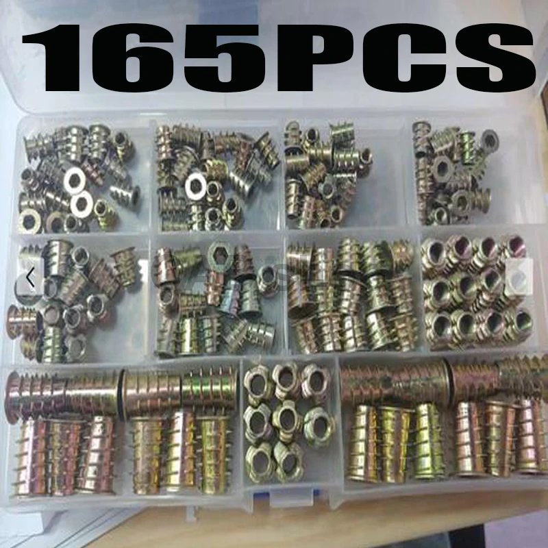 165 ks závitových vložek, matice M4/M5/M6/M8