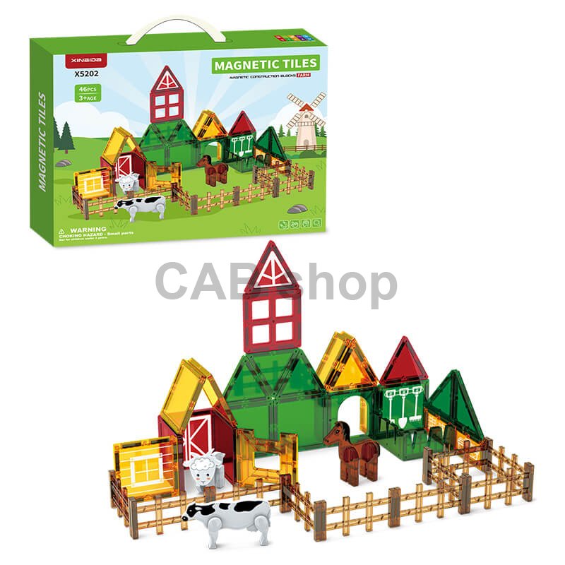 Magnetická stavebnica Farm sada 46ks - Magnetic Tiles