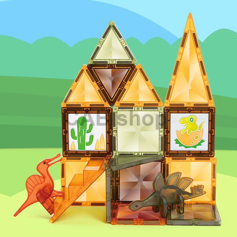 Magnetic building set Window Art Dinosaur 42pcs - Magnetic Tiles