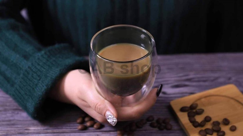 Double-walled thermos cup 150ml - transparent black