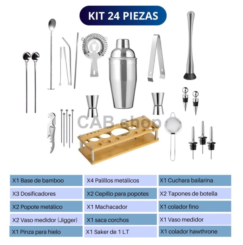 Barmanski set za mešanje koktajlov (set 24 750ml)