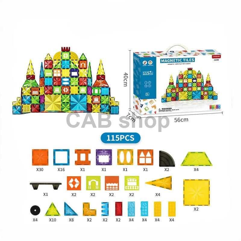 Magnetic building kit Diamond 115pcs set - Magnetic Tiles