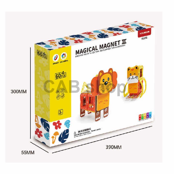 Magnetická stavebnica Happy Animal 60ks - Magical Magnet II