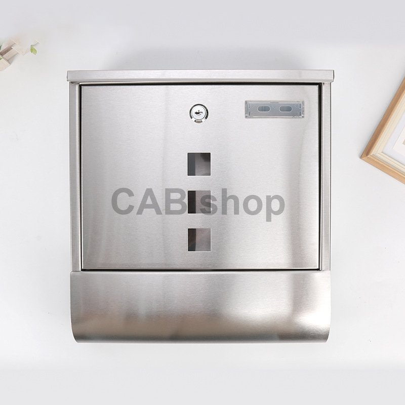 Stainless Steel Mailbox with Viewing Windows & Newspaper Tube | Matte Stainless Steel
