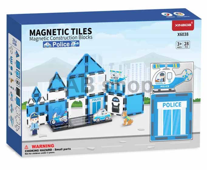 Magnetická stavebnice Police 28ks – Magnetic Tiles