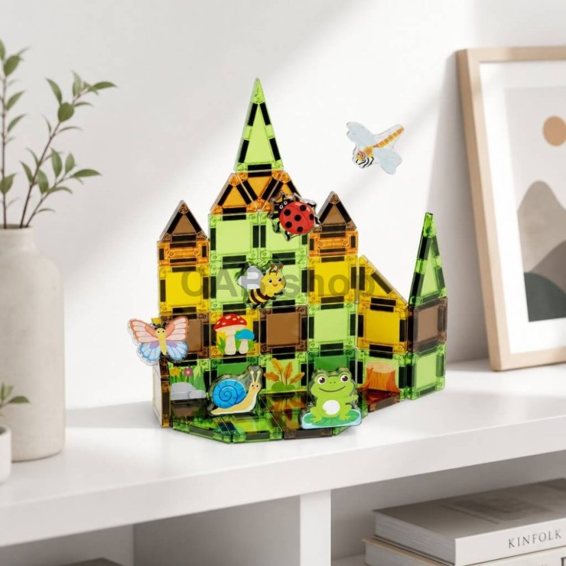 Garden Magnetic Tiles Mini mágneses építőjáték – kert, 90 db