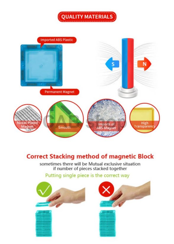 Magnetická stavebnice 140ks sada - Magnetic Tiles - poškozené balení