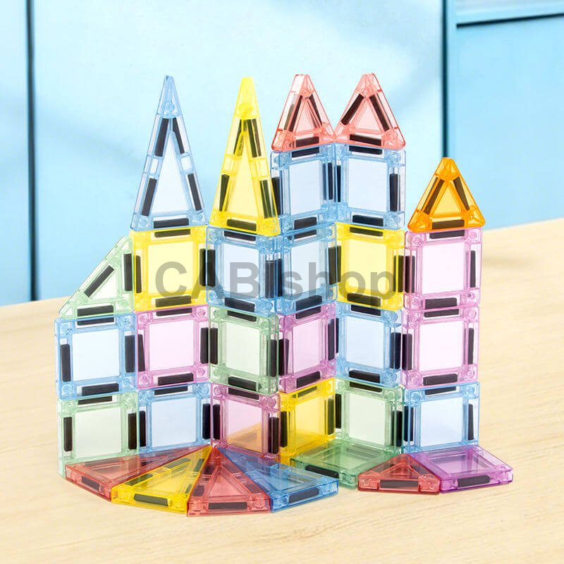 Klocki magnetyczne Magnetic Tiles Mini 30 el. w metalowej puszce