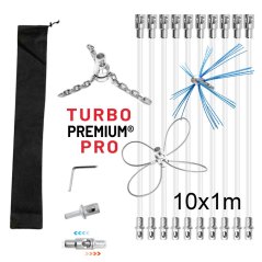 Rotačná kefa na čistenie komína Komplet TURBO Premium® PRO - 10m Rotačná kefa na čistenie komína Komplet TURBO Premium® PRO - 10m