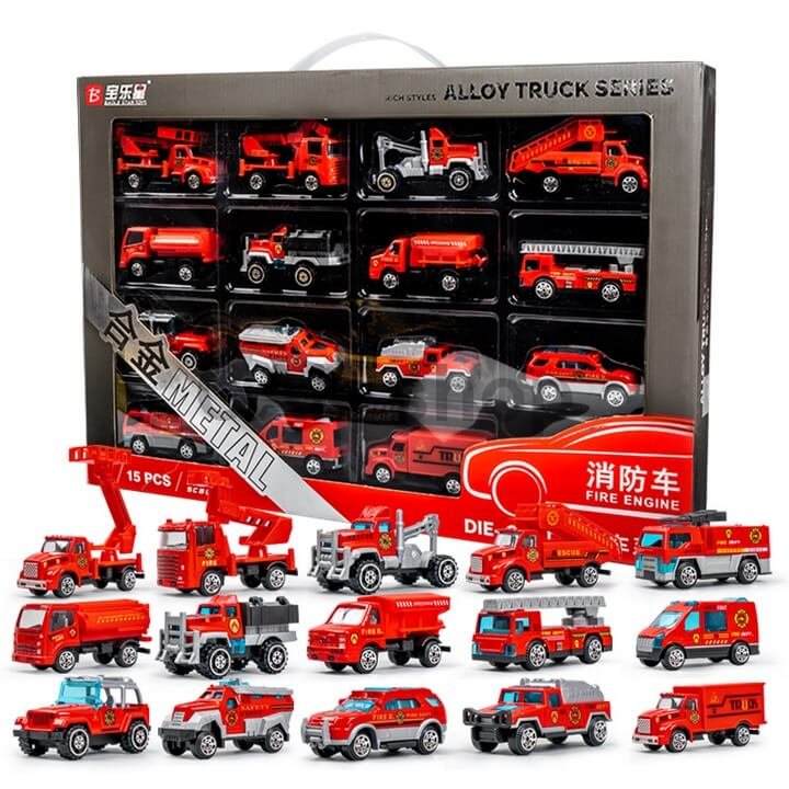 Požiarnické autíčka balenie 15ks - Fire Car set