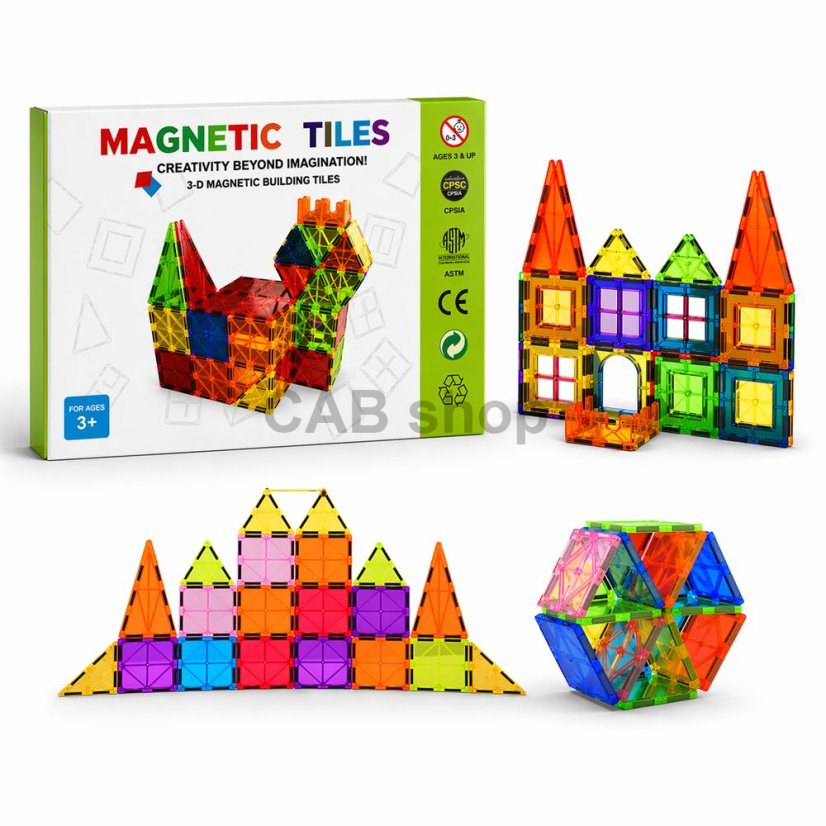 Magnetyczny zestaw konstrukcyjny dla dzieci, zestaw 60 sztuk – Magnetic Tiles II