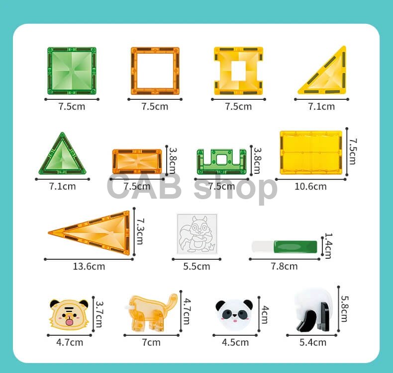 Mágneses építőkészlet Window Art Jungle 47ks - Magnetic Tiles