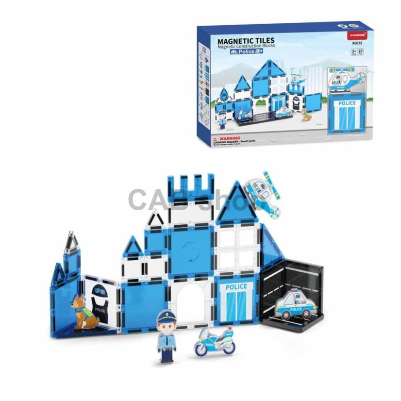 Magnetická stavebnice Police 28ks - Magnetic Tiles
