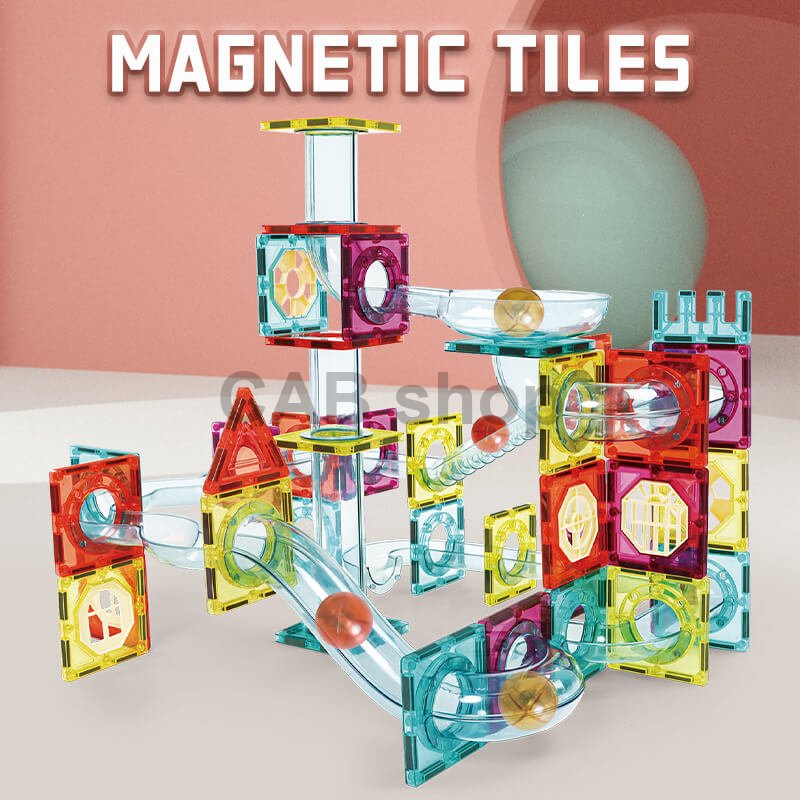 Mágneses építőkészlet Marble Roller II 56db-os készlet - Magnetic Tiles