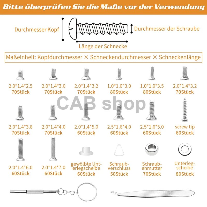 1200 db-os szemüveg készlet a szemüvegek javításához tartozékokkal