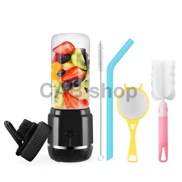 Přenosný elektrický USB mixer, nabíjecí 420ml - černý