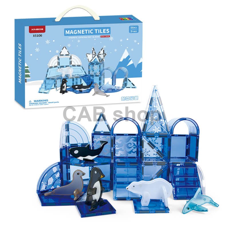 Magnetic building kit Ocean set of 56 pieces - Magnetic Tiles