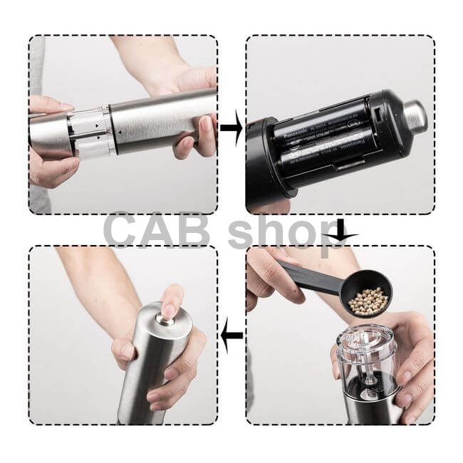 Electric pepper or salt grinder - black
