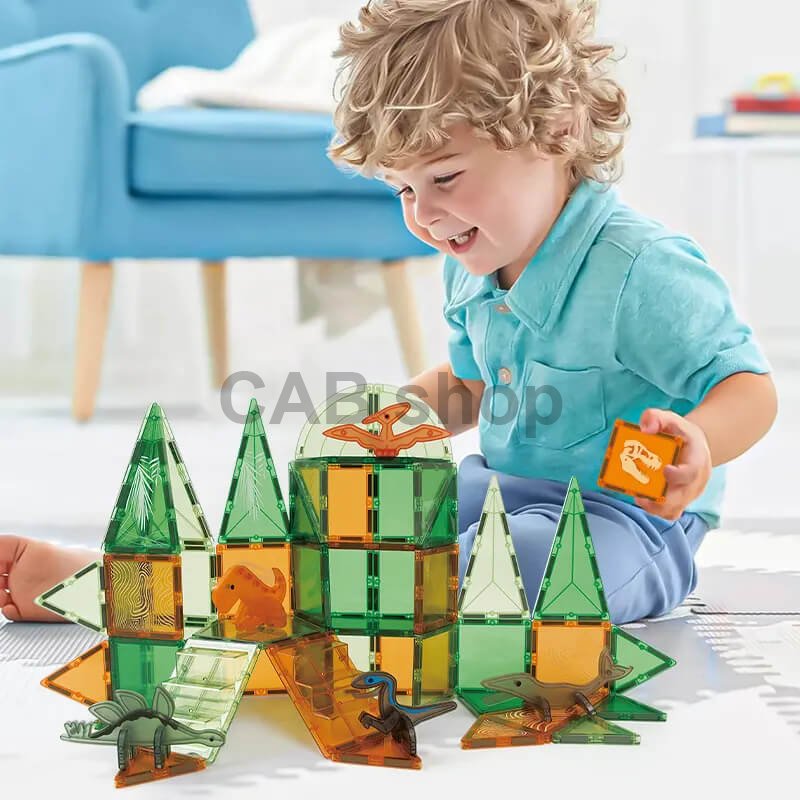 Mágneses építőkészlet Dinosaur sada 28ks - Magnetic Tiles