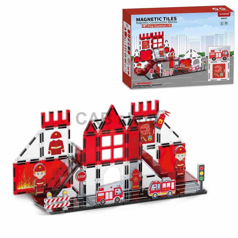 Magnetická stavebnica Fire control 48ks – Magnetic Tiles