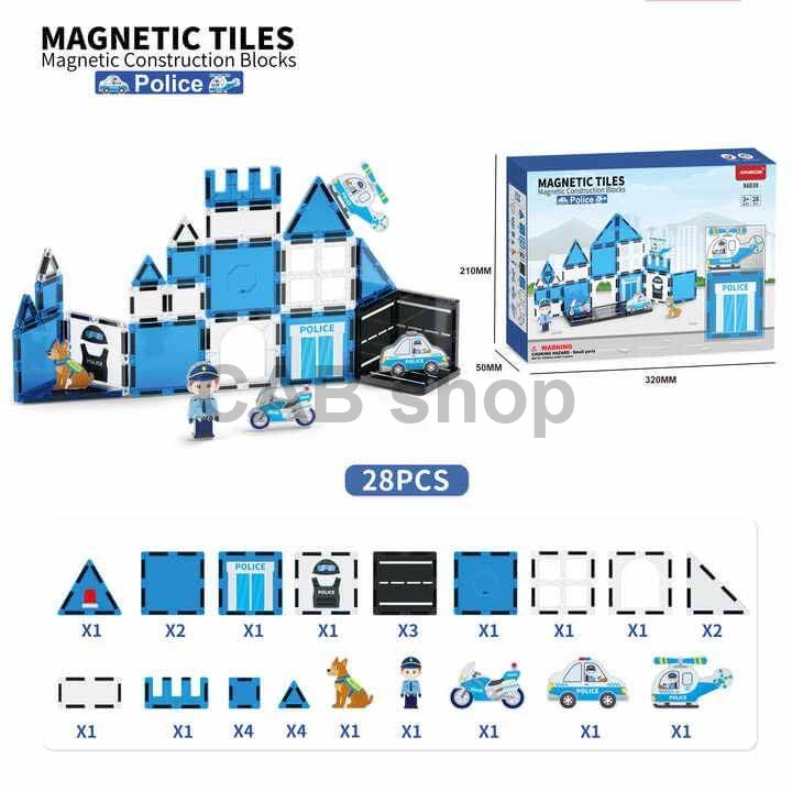 Magnetická stavebnice Police 28ks – Magnetic Tiles