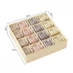 Úložný BOX 32x32x10cm s přihrádkami - krémový