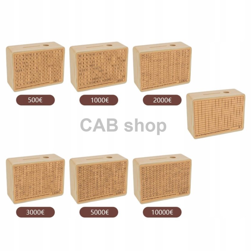 Pokladnička na šetrenie peňazí od 500 do 10 000€ - svetlo hnedá