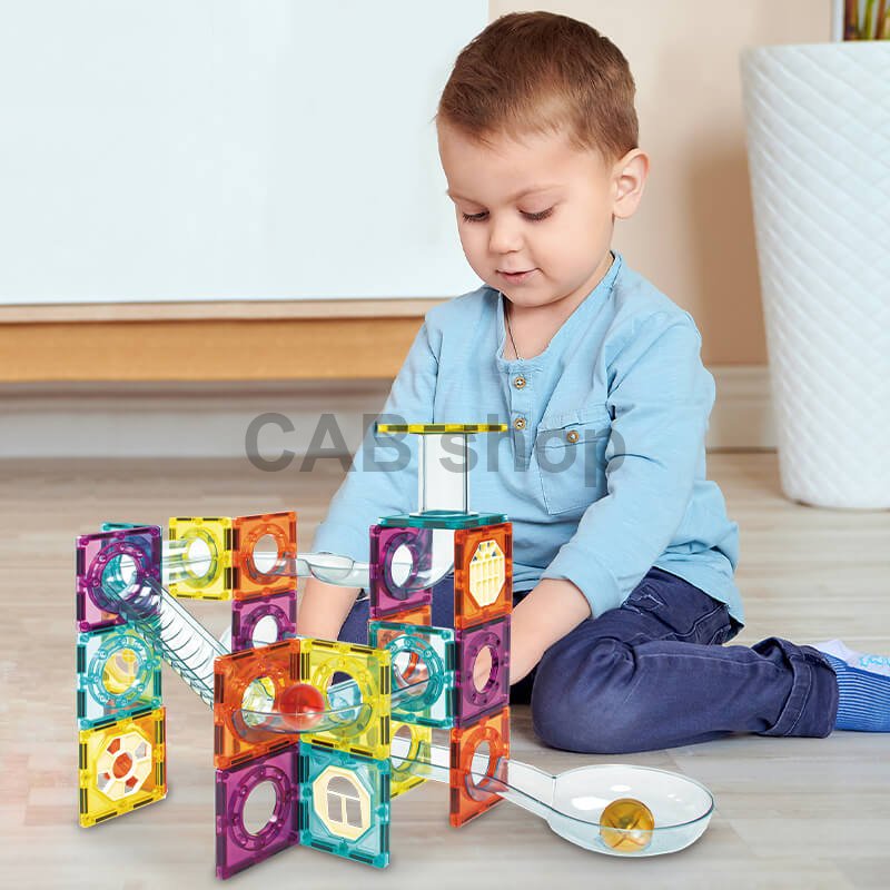 Mágneses építőkészlet Marble Roller II 56db-os készlet - Magnetic Tiles
