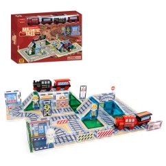 Magnetická stavebnica Railway City Magnetic Tiles – vláčik a koľajnice, 85 ks