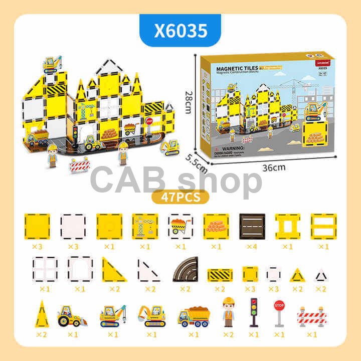 Zestaw magnetyczny Engineering 47szt. - Magnetic Tiles