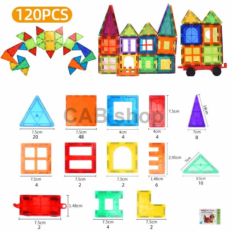 Magnetyczny zestaw konstrukcyjny dla dzieci, zestaw 120 sztuk – Magnetic Tiles II