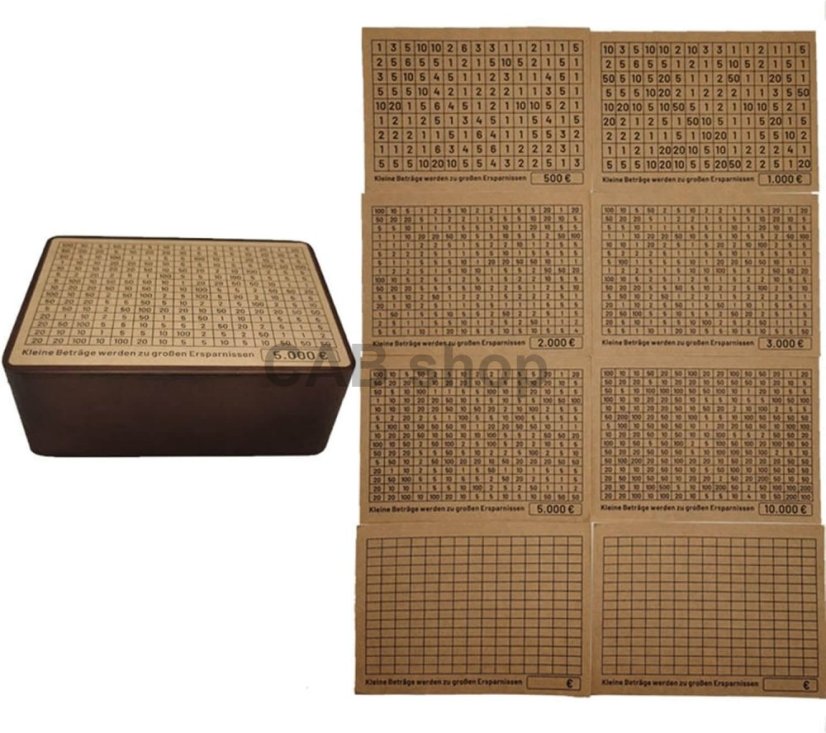 Pokladnička na šetrenie peňazí od 500 do 10 000€ - hnedá