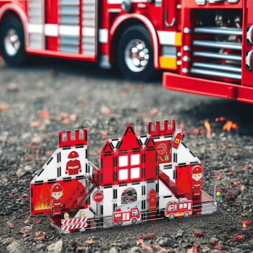 Magnetická stavebnica Fire Control 48ks - Magnetic Tiles