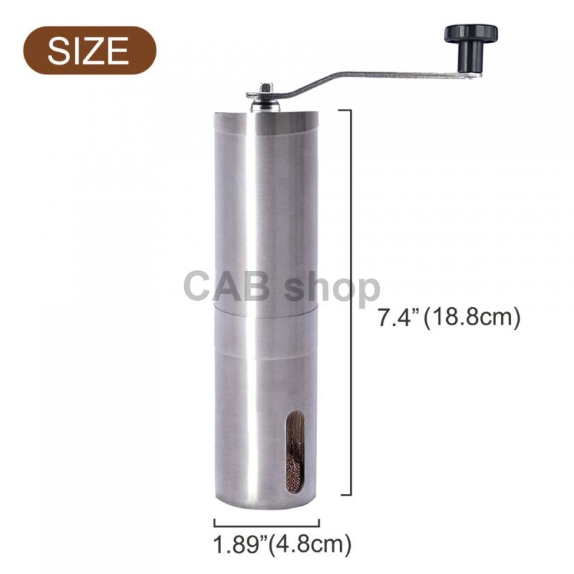 Time manual coffee grinder, stainless steel, silver
