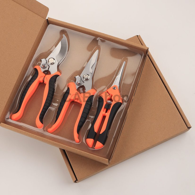 3 darabos kerti olló készlet – rozsdamentes, növények vágására