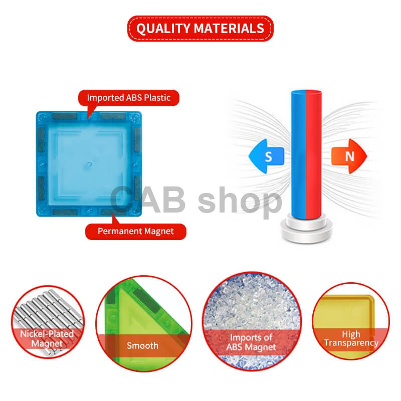 Magnetická stavebnice 140ks sada - Magnetic Tiles - poškozené balení