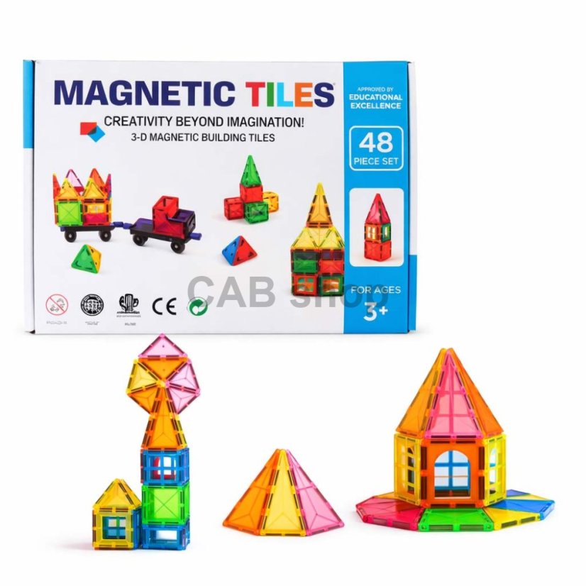 Magnetická stavebnice pro děti sada 48ks – Magnetic Tiles