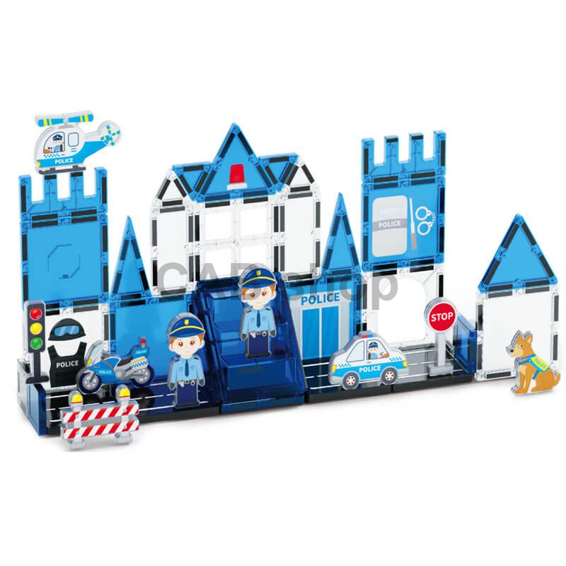 Magnetic building set Police 42pcs - Magnetic Tiles