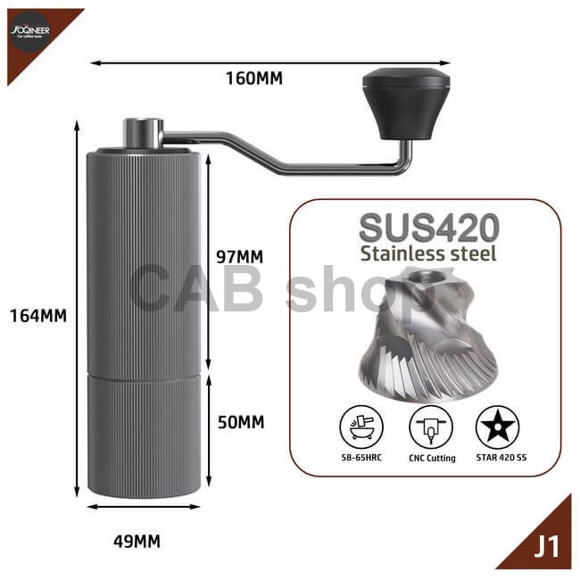 Time 25g coffee manual grinder, stainless steel, Premium silver