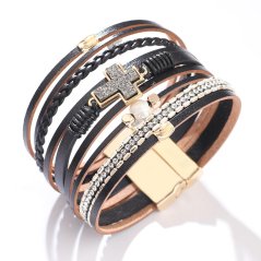 Náramok na ruku s Lux s krížikom black