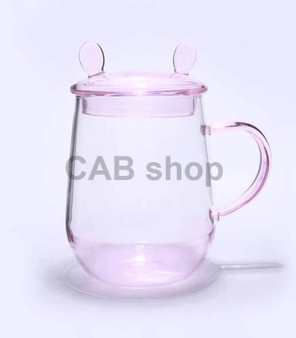 Mug with one glass and lid - pink