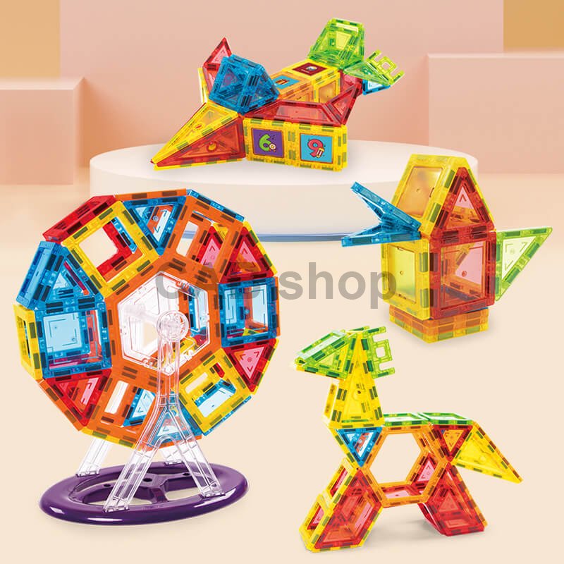 Magnetická stavebnice 140ks sada - Magnetic Tiles - poškozené balení