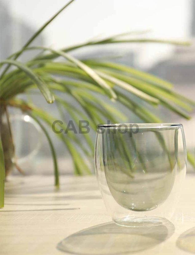 Double-walled thermos cup 150ml - transparent black