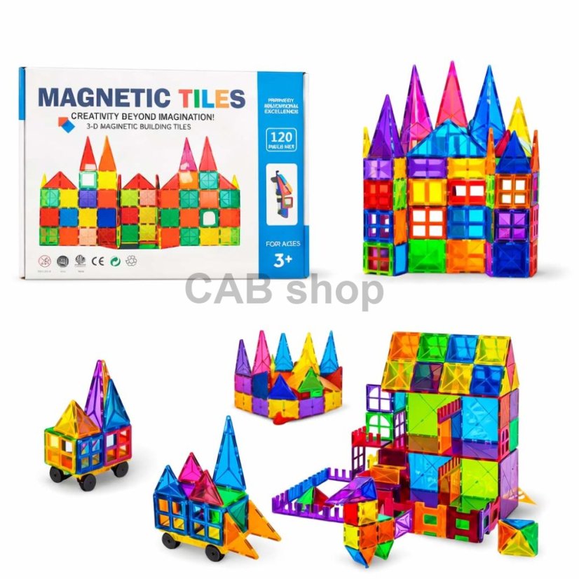 Magnetni sestav za otroke set 120 kosov - Magnetic Tiles