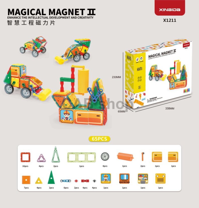 Magnetni komplet Heavy Equipment set 65 kosov - Magical Magnet II