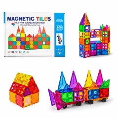 Mágneses építőkészlet gyerekeknek, 100 db – Magnetic Tiles