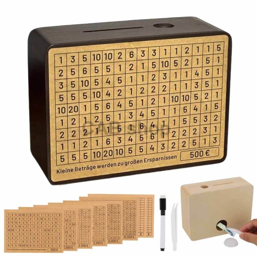 Pokladnička na šetrenie peňazí od 500 do 10 000€ - hnedá