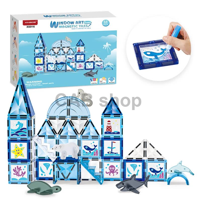 Magnetická stavebnica Window Art Ocean 68ks - Magnetic Tiles